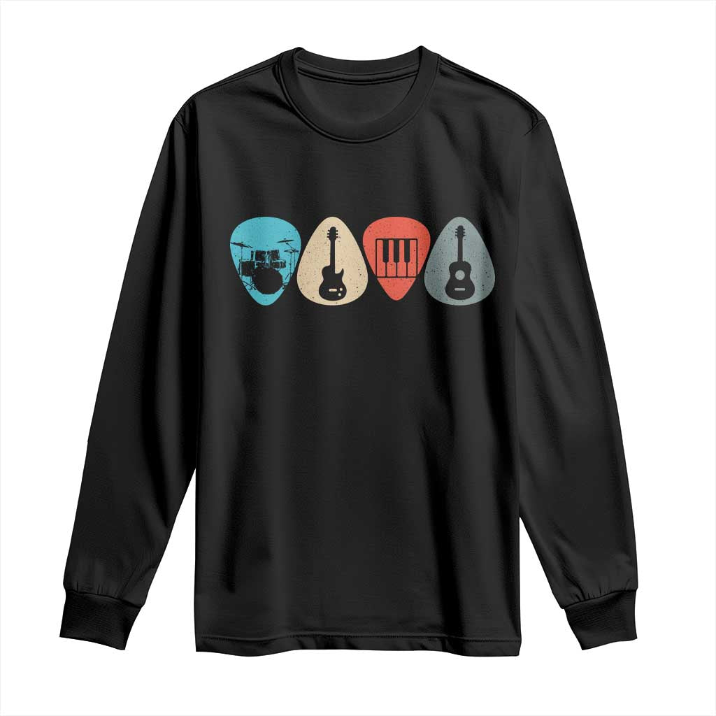 Guitar Pick Long Sleeve Shirt Retro Music Instrument - Wonder Print Shop