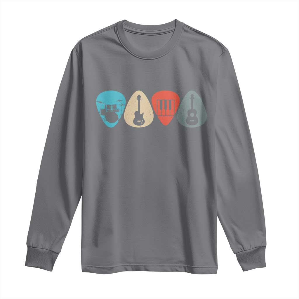 Guitar Pick Long Sleeve Shirt Retro Music Instrument - Wonder Print Shop