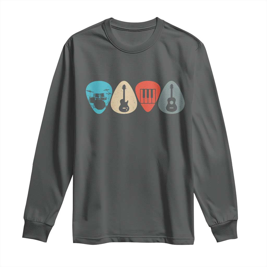 Guitar Pick Long Sleeve Shirt Retro Music Instrument - Wonder Print Shop