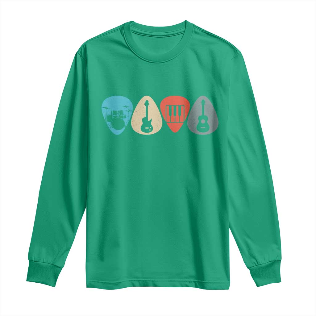 Guitar Pick Long Sleeve Shirt Retro Music Instrument - Wonder Print Shop