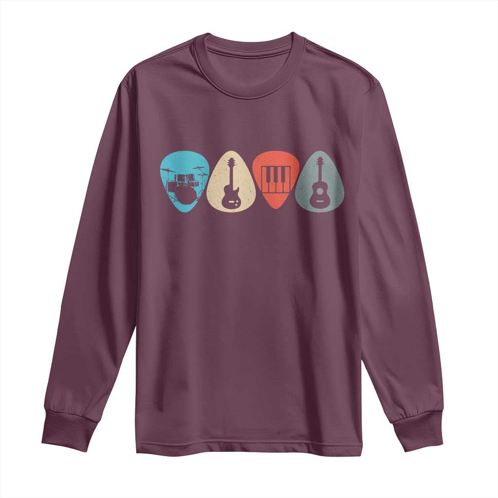 Guitar Pick Long Sleeve Shirt Retro Music Instrument - Wonder Print Shop