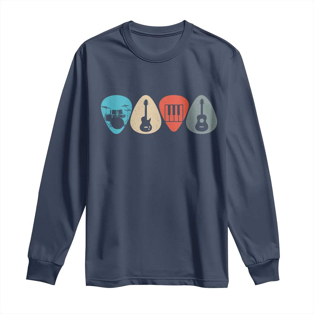 Guitar Pick Long Sleeve Shirt Retro Music Instrument - Wonder Print Shop