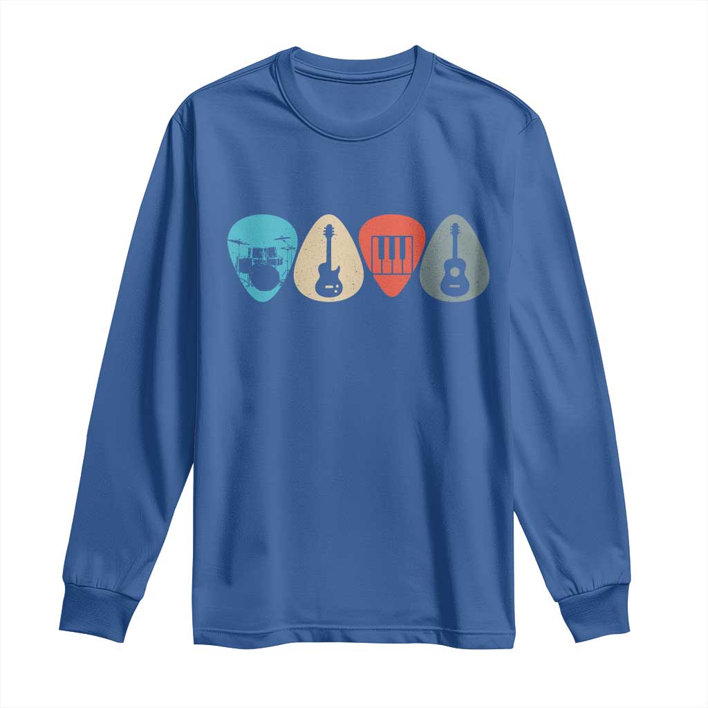 Guitar Pick Long Sleeve Shirt Retro Music Instrument - Wonder Print Shop