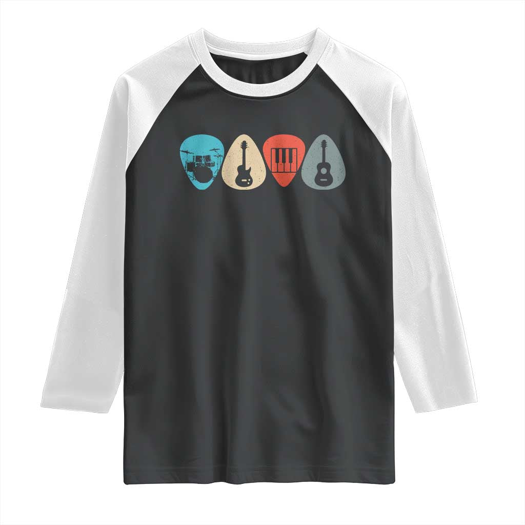 Guitar Pick Raglan Shirt Retro Music Instrument - Wonder Print Shop