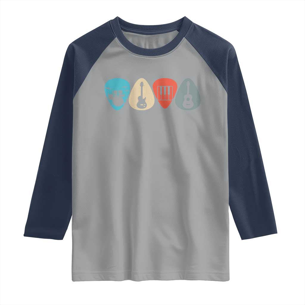 Guitar Pick Raglan Shirt Retro Music Instrument - Wonder Print Shop