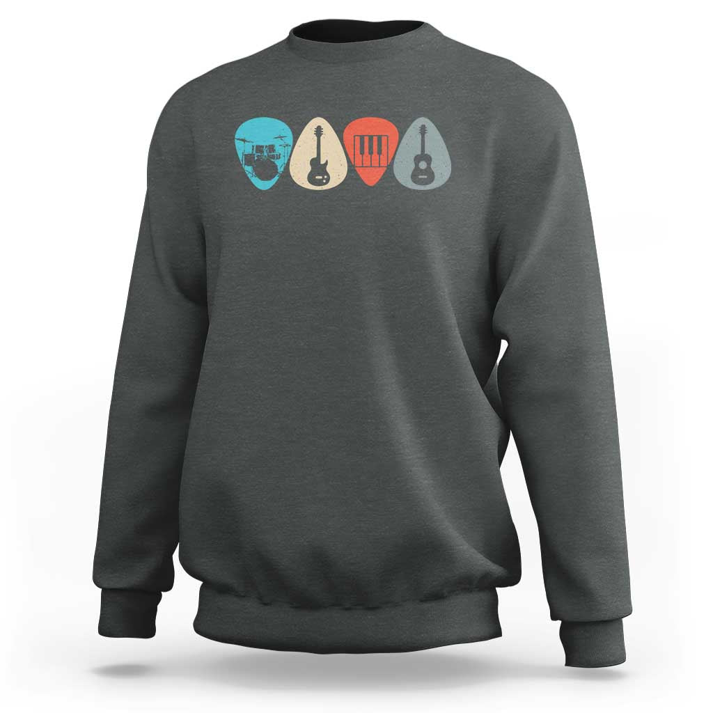 Guitar Pick Sweatshirt Retro Music Instrument - Wonder Print Shop