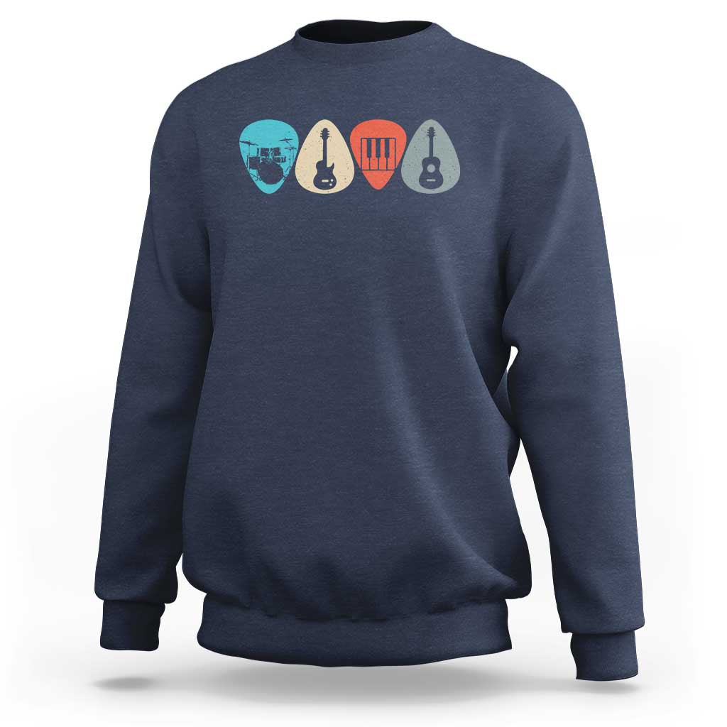 Guitar Pick Sweatshirt Retro Music Instrument - Wonder Print Shop