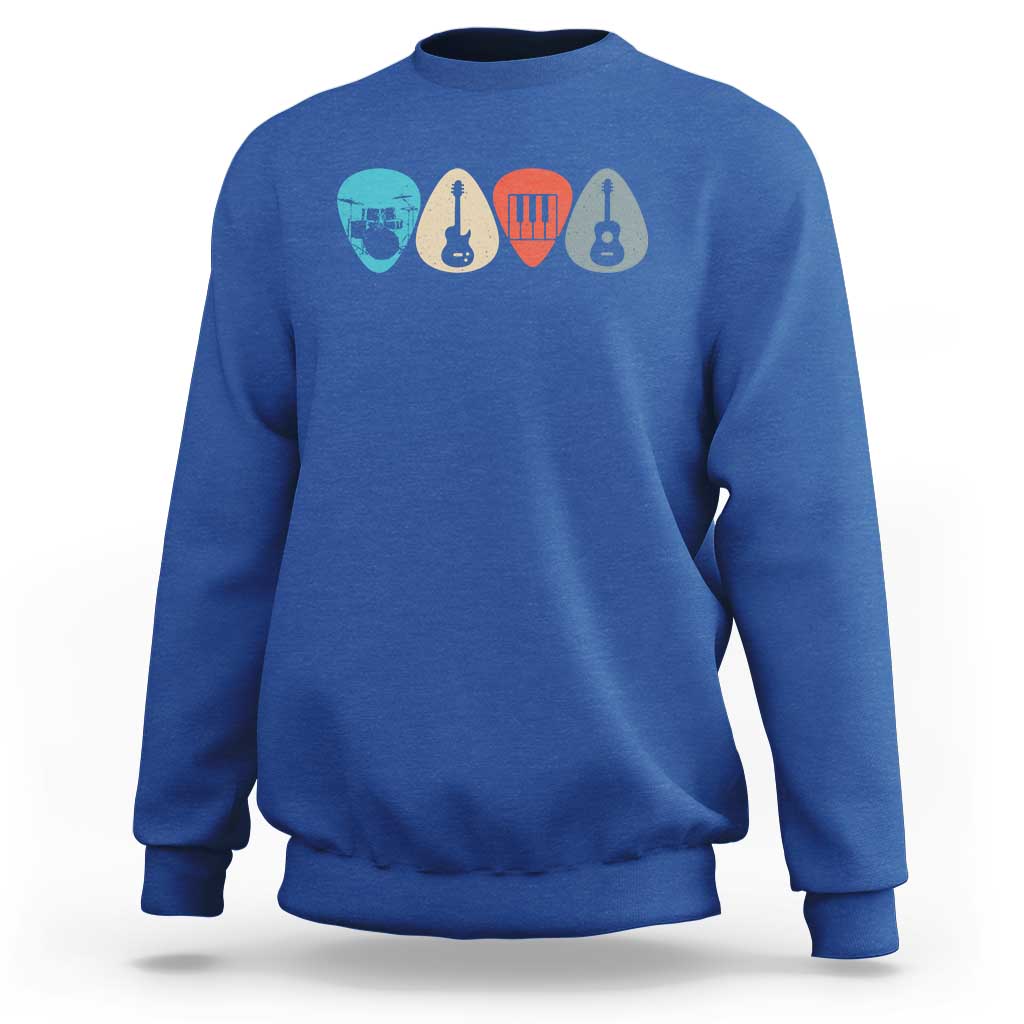 Guitar Pick Sweatshirt Retro Music Instrument - Wonder Print Shop