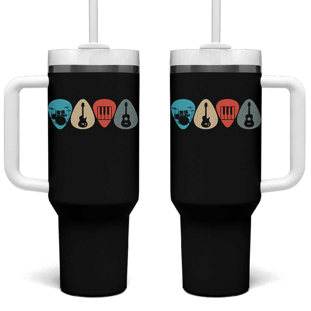 Guitar Pick Tumbler With Handle Retro Music Instrument - Wonder Print Shop
