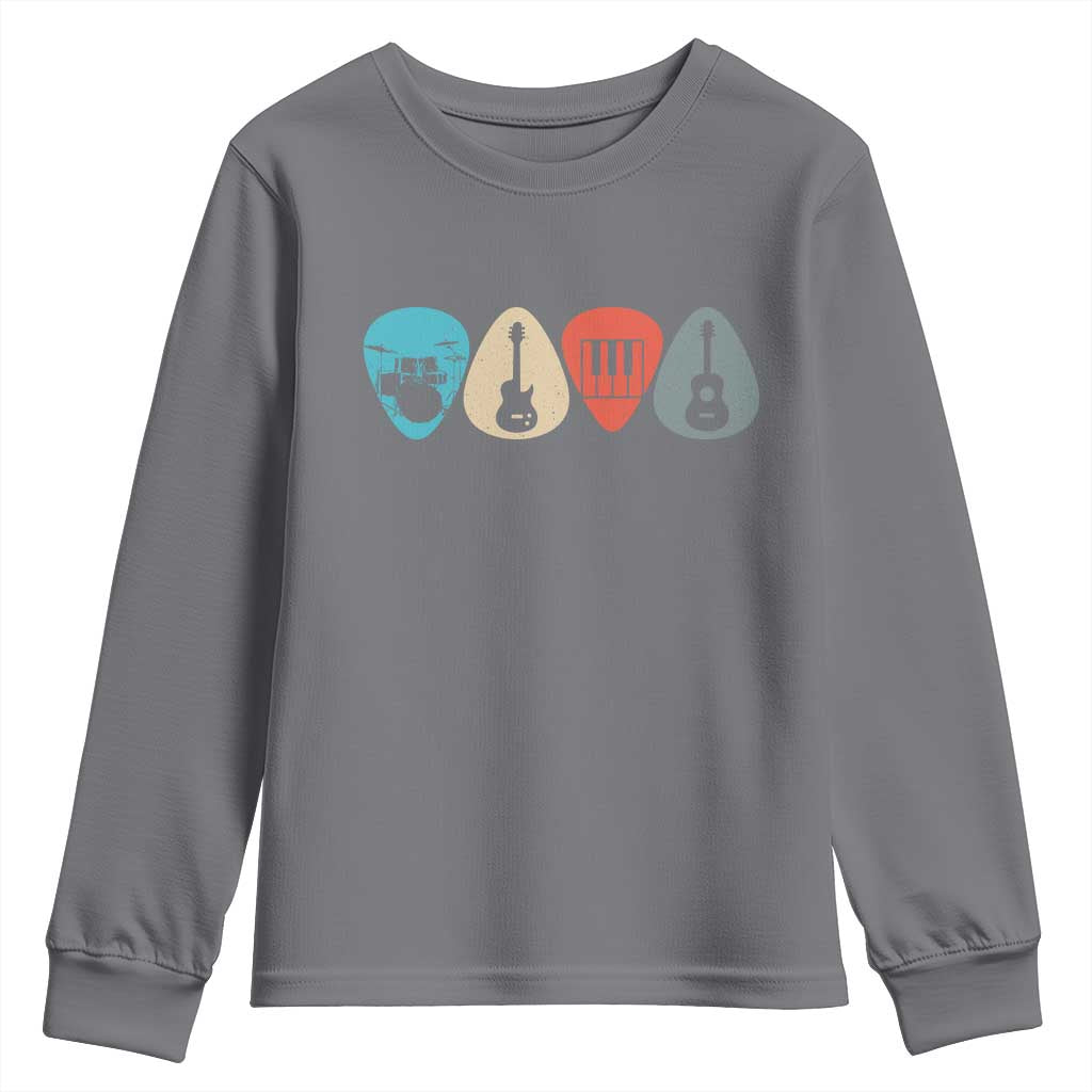 Guitar Pick Youth Sweatshirt Retro Music Instrument - Wonder Print Shop
