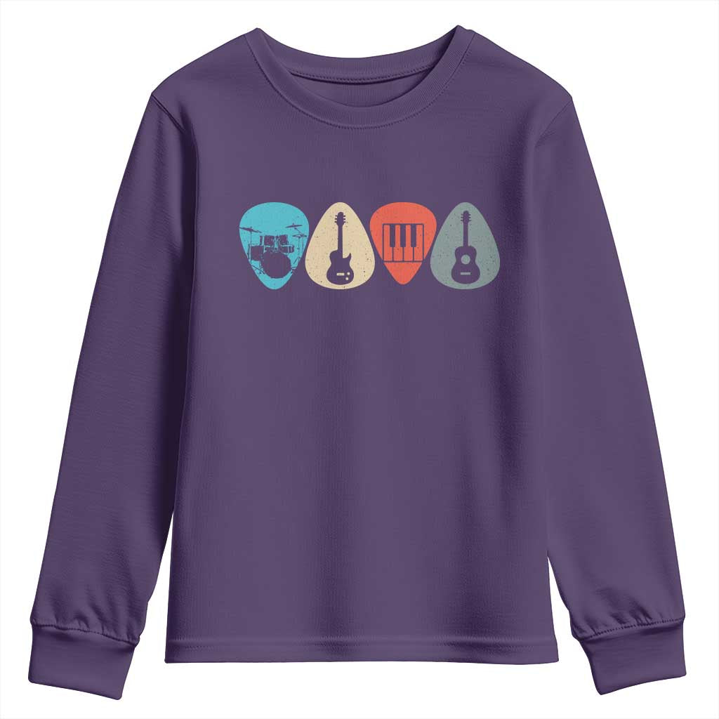 Guitar Pick Youth Sweatshirt Retro Music Instrument - Wonder Print Shop
