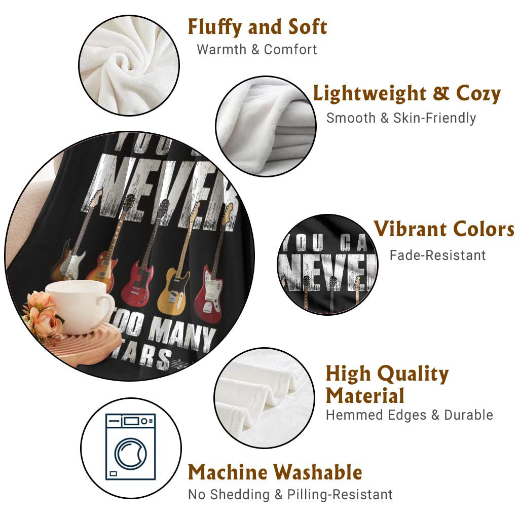 Funny Guitarist Throw Blanket You Can Never Have Too Many Guitars Music Life - Wonder Print Shop