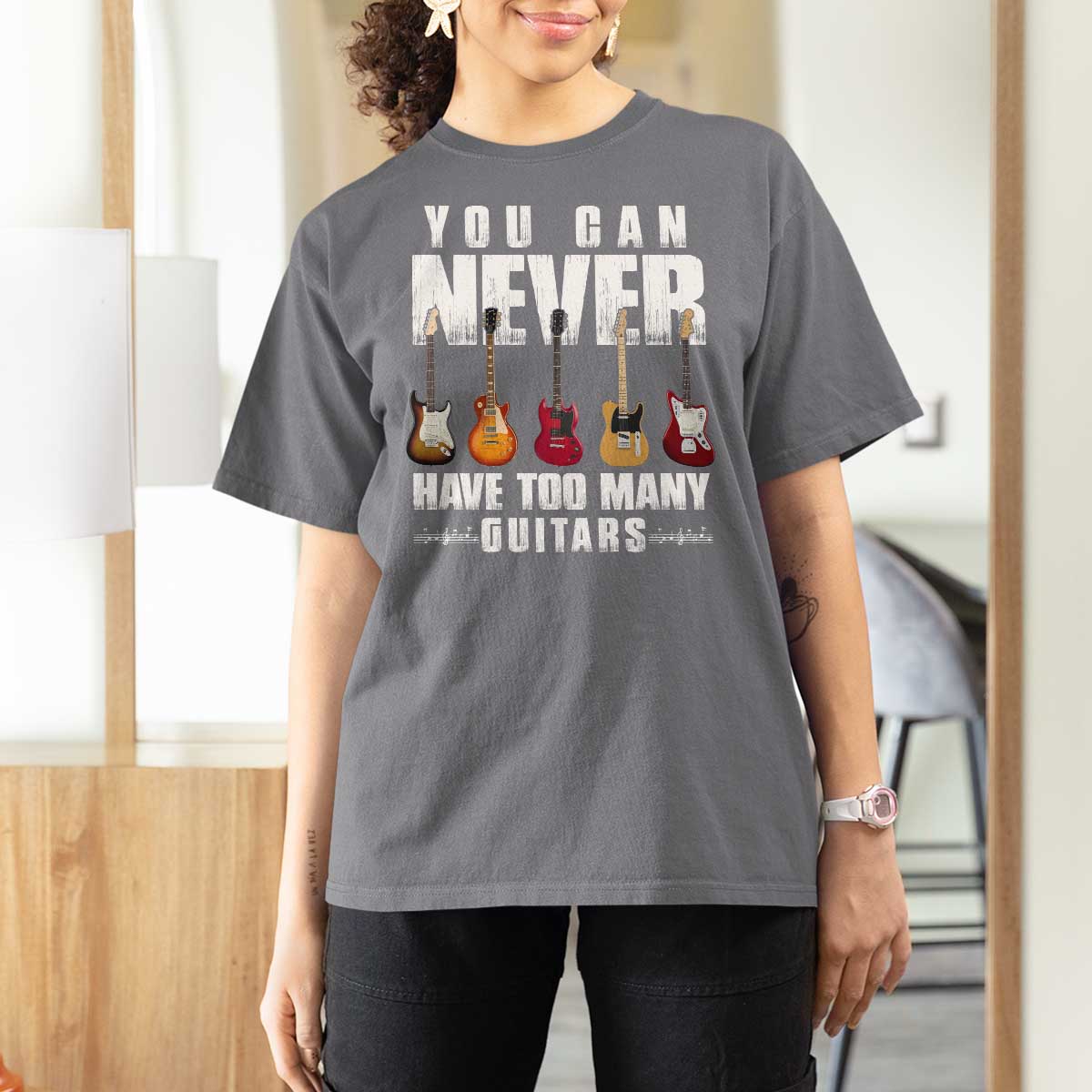 Funny Guitarist T Shirt For Women You Can Never Have Too Many Guitars Music Life - Wonder Print Shop
