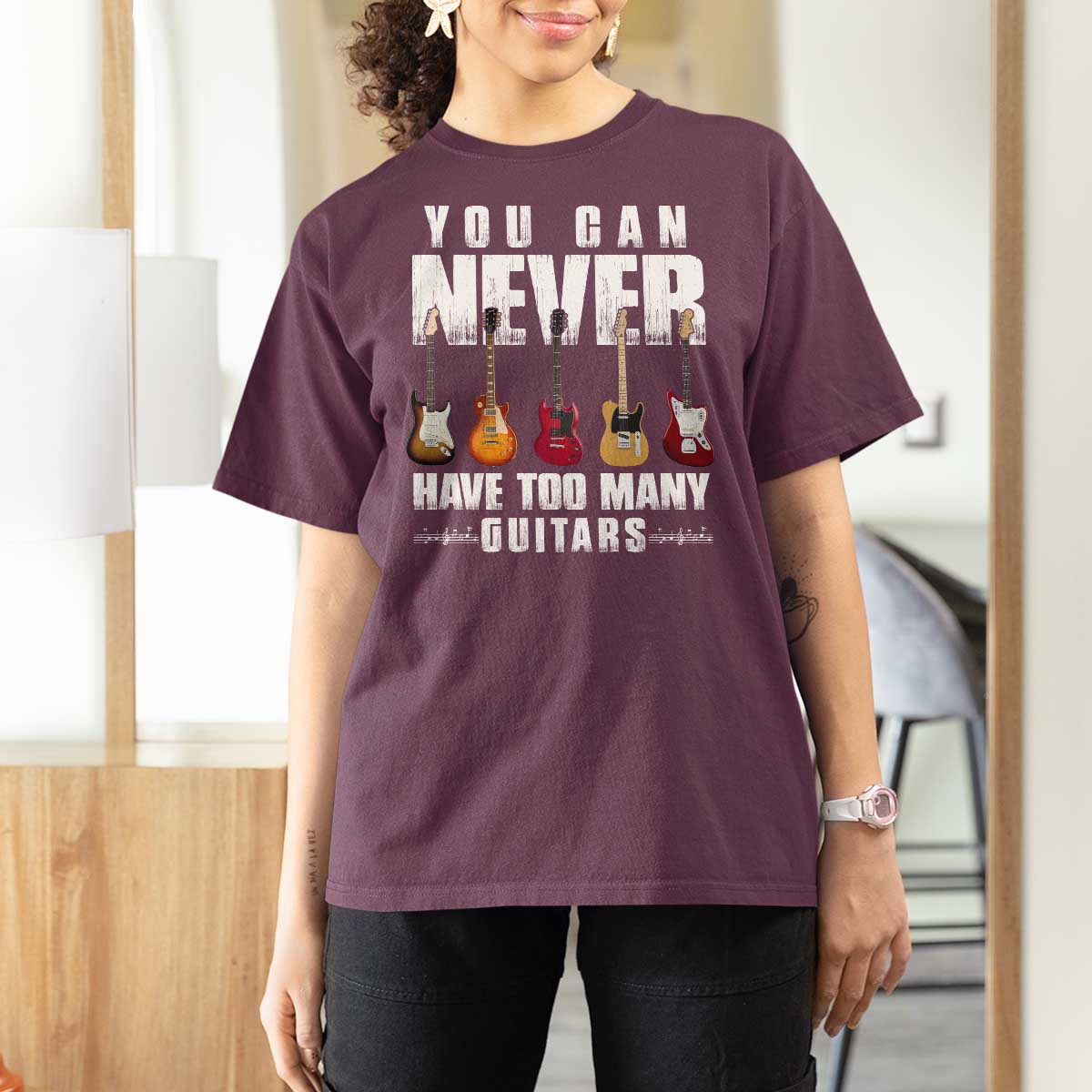 Funny Guitarist T Shirt For Women You Can Never Have Too Many Guitars Music Life - Wonder Print Shop