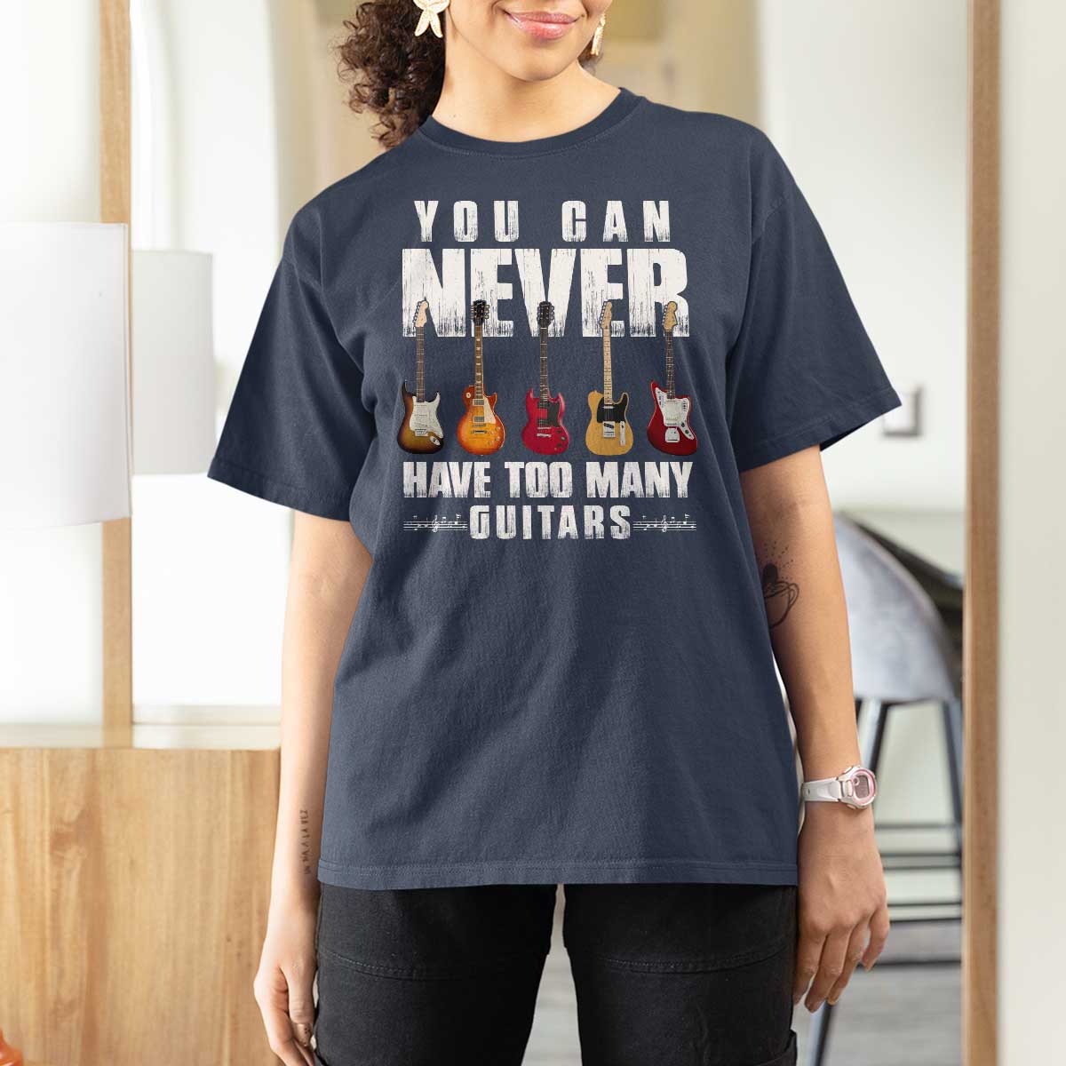 Funny Guitarist T Shirt For Women You Can Never Have Too Many Guitars Music Life - Wonder Print Shop
