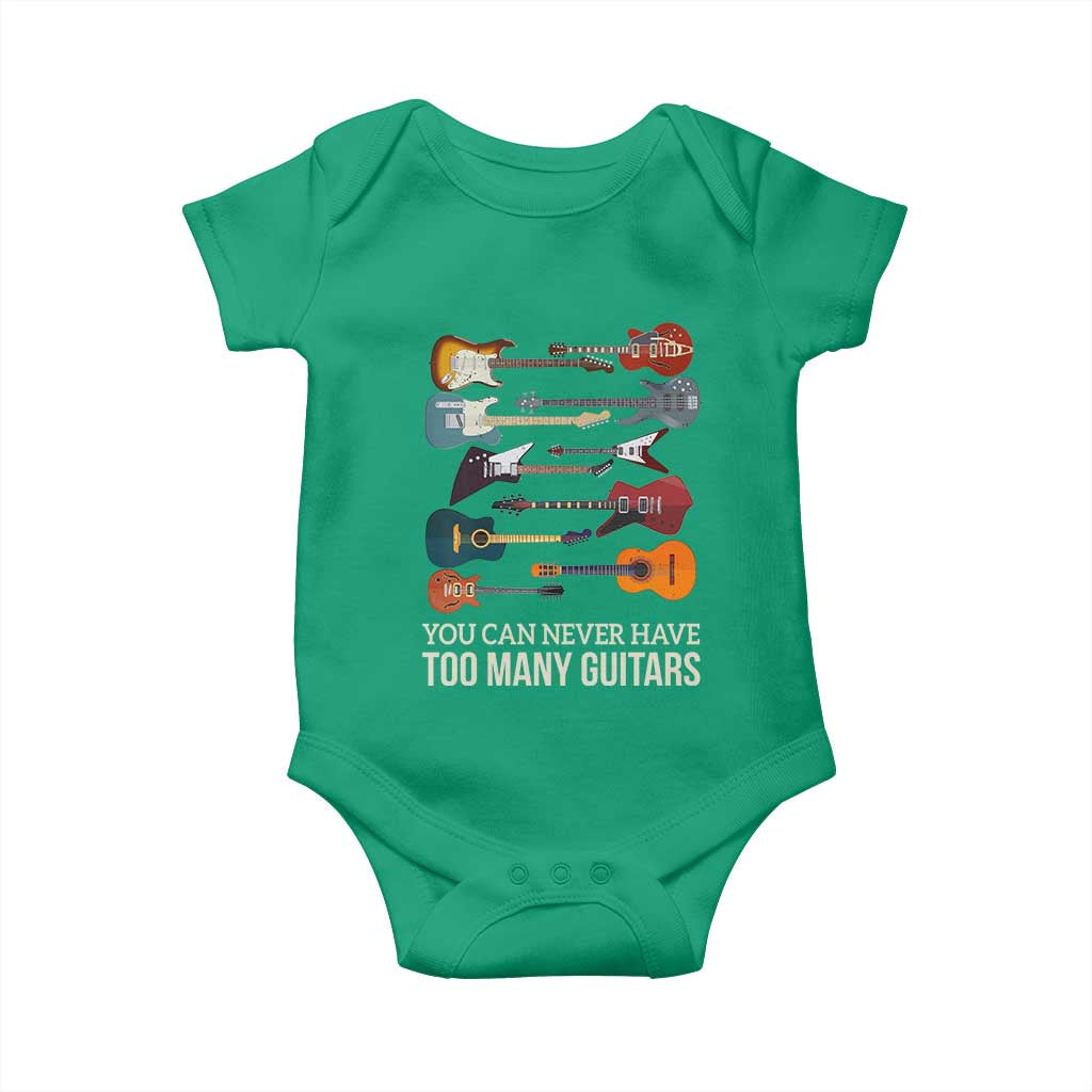 Funny Guitarist Baby Onesie You Can Never Have Too Many Guitars Vintage Guitar Lineup - Wonder Print Shop