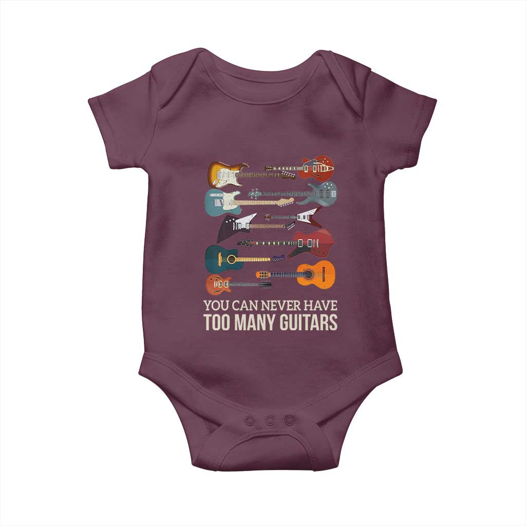 Funny Guitarist Baby Onesie You Can Never Have Too Many Guitars Vintage Guitar Lineup - Wonder Print Shop