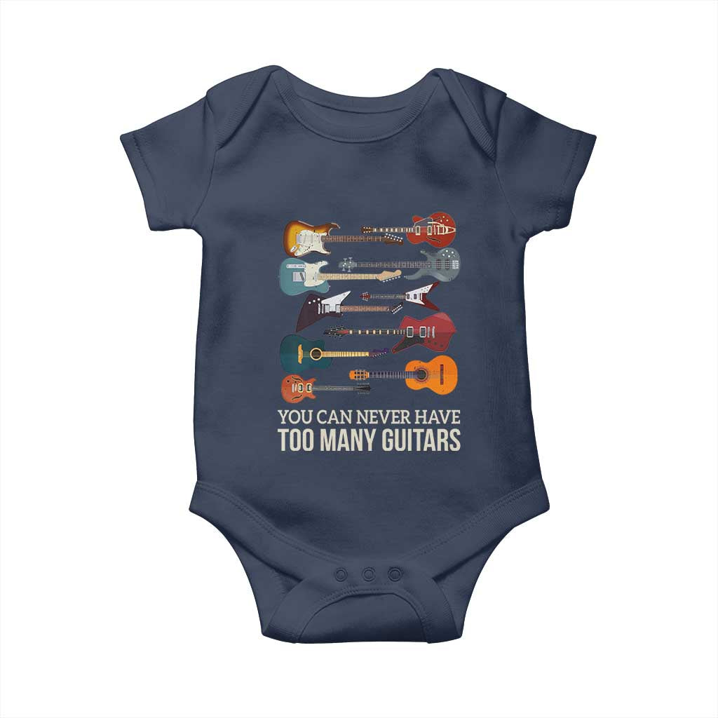 Funny Guitarist Baby Onesie You Can Never Have Too Many Guitars Vintage Guitar Lineup - Wonder Print Shop