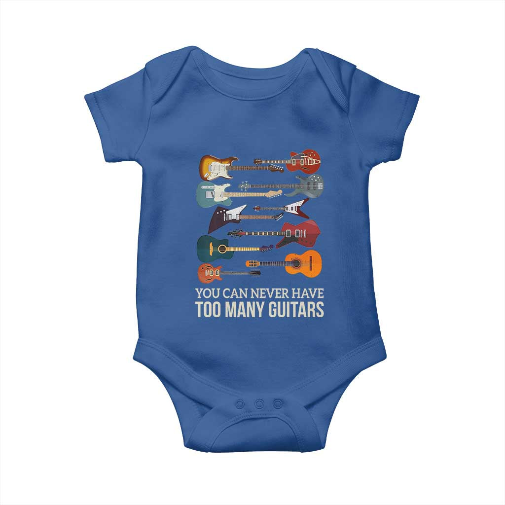 Funny Guitarist Baby Onesie You Can Never Have Too Many Guitars Vintage Guitar Lineup - Wonder Print Shop