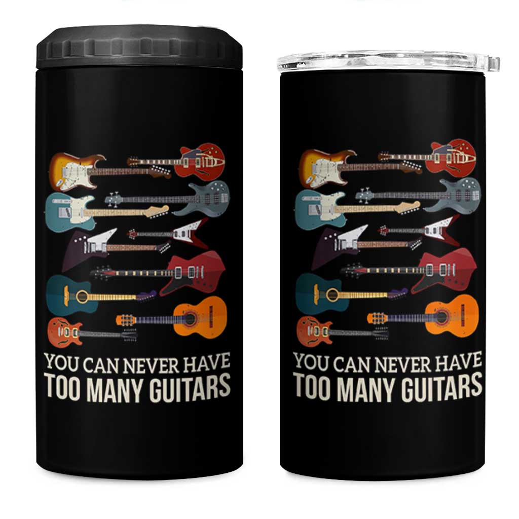 Funny Guitarist 4 in 1 Can Cooler Tumbler You Can Never Have Too Many Guitars Vintage Guitar Lineup - Wonder Print Shop