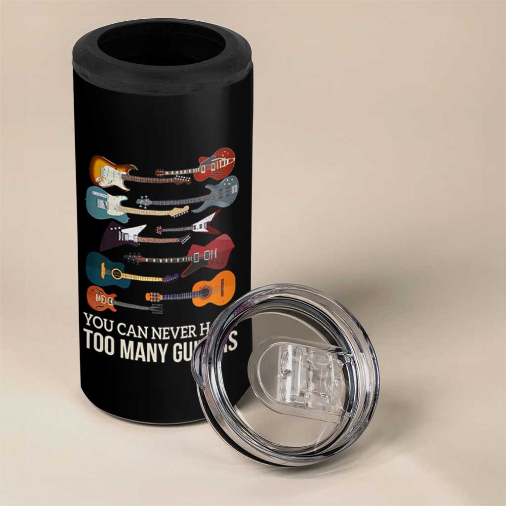 Funny Guitarist 4 in 1 Can Cooler Tumbler You Can Never Have Too Many Guitars Vintage Guitar Lineup - Wonder Print Shop