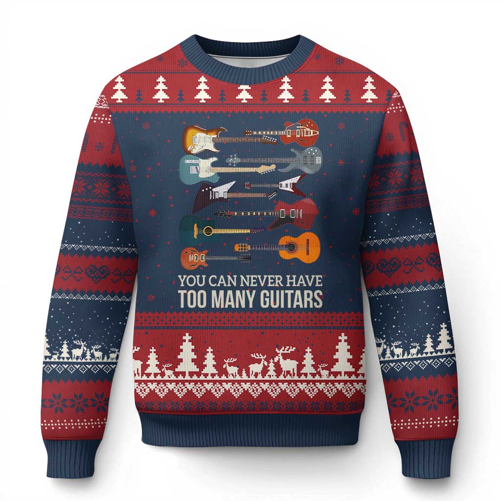Funny Guitarist Ugly Christmas Sweater You Can Never Have Too Many Guitars Vintage Guitar Lineup - Wonder Print Shop