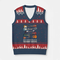 Funny Guitarist V-Neck Knit Sweater Vest You Can Never Have Too Many Guitars Vintage Guitar Lineup - Wonder Print Shop