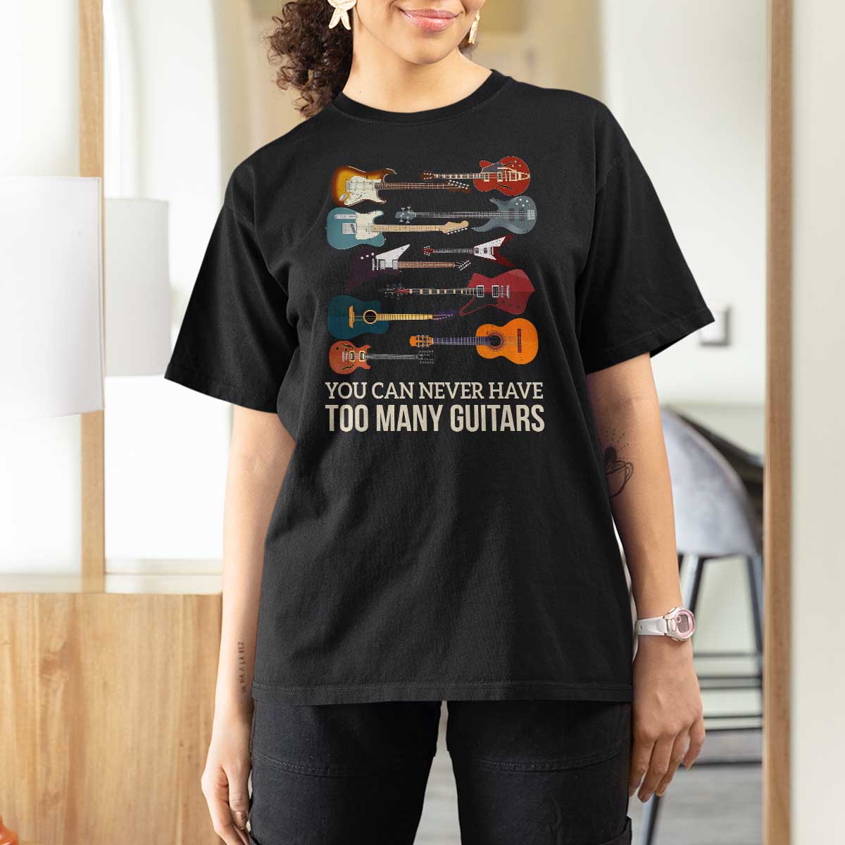 Funny Guitarist T Shirt For Women You Can Never Have Too Many Guitars Vintage Guitar Lineup - Wonder Print Shop