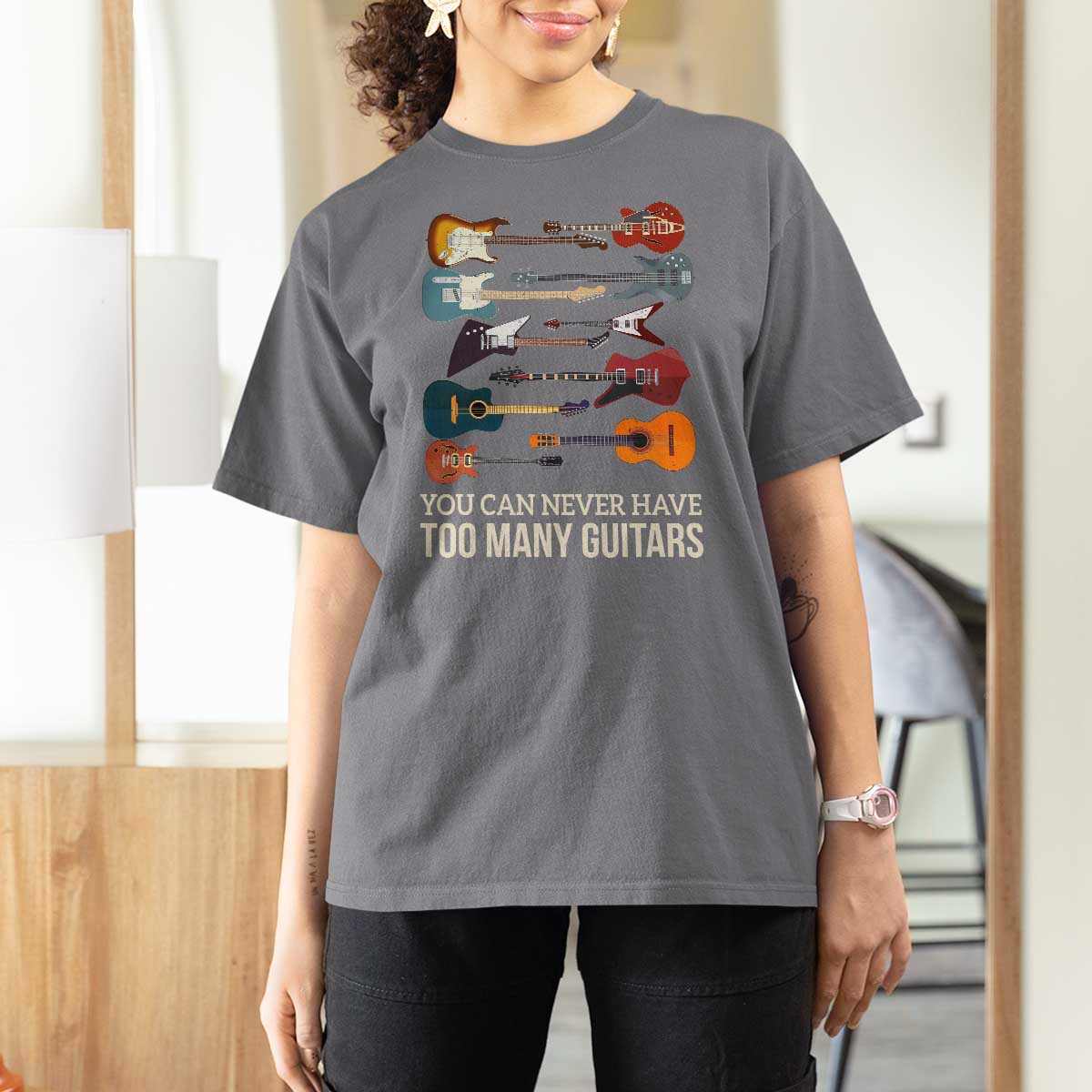 Funny Guitarist T Shirt For Women You Can Never Have Too Many Guitars Vintage Guitar Lineup - Wonder Print Shop