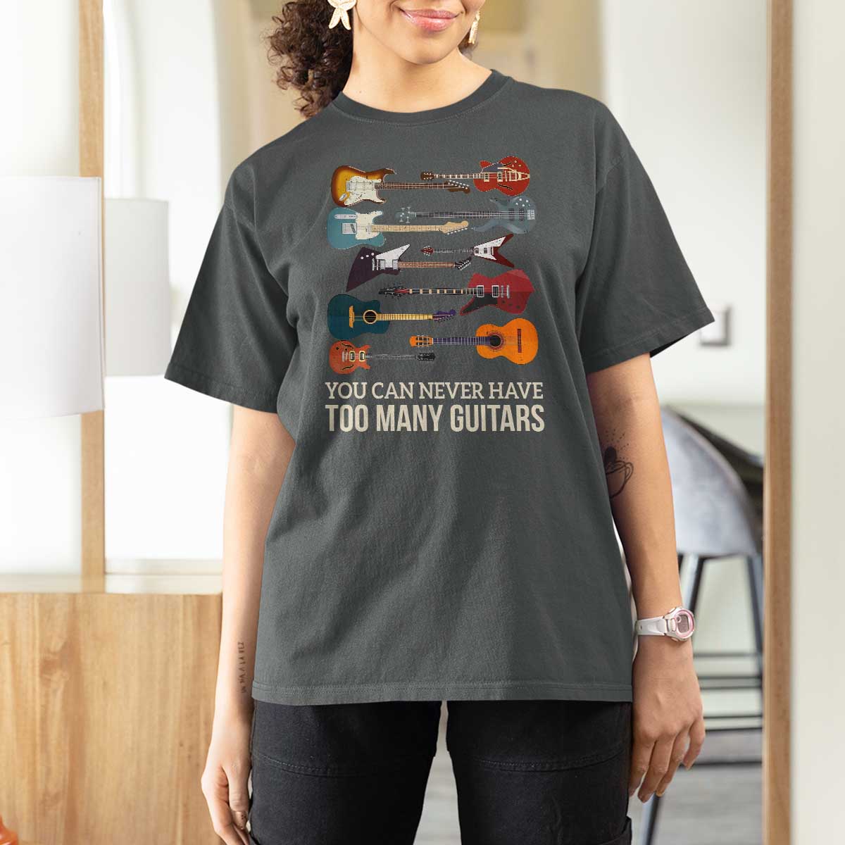 Funny Guitarist T Shirt For Women You Can Never Have Too Many Guitars Vintage Guitar Lineup - Wonder Print Shop