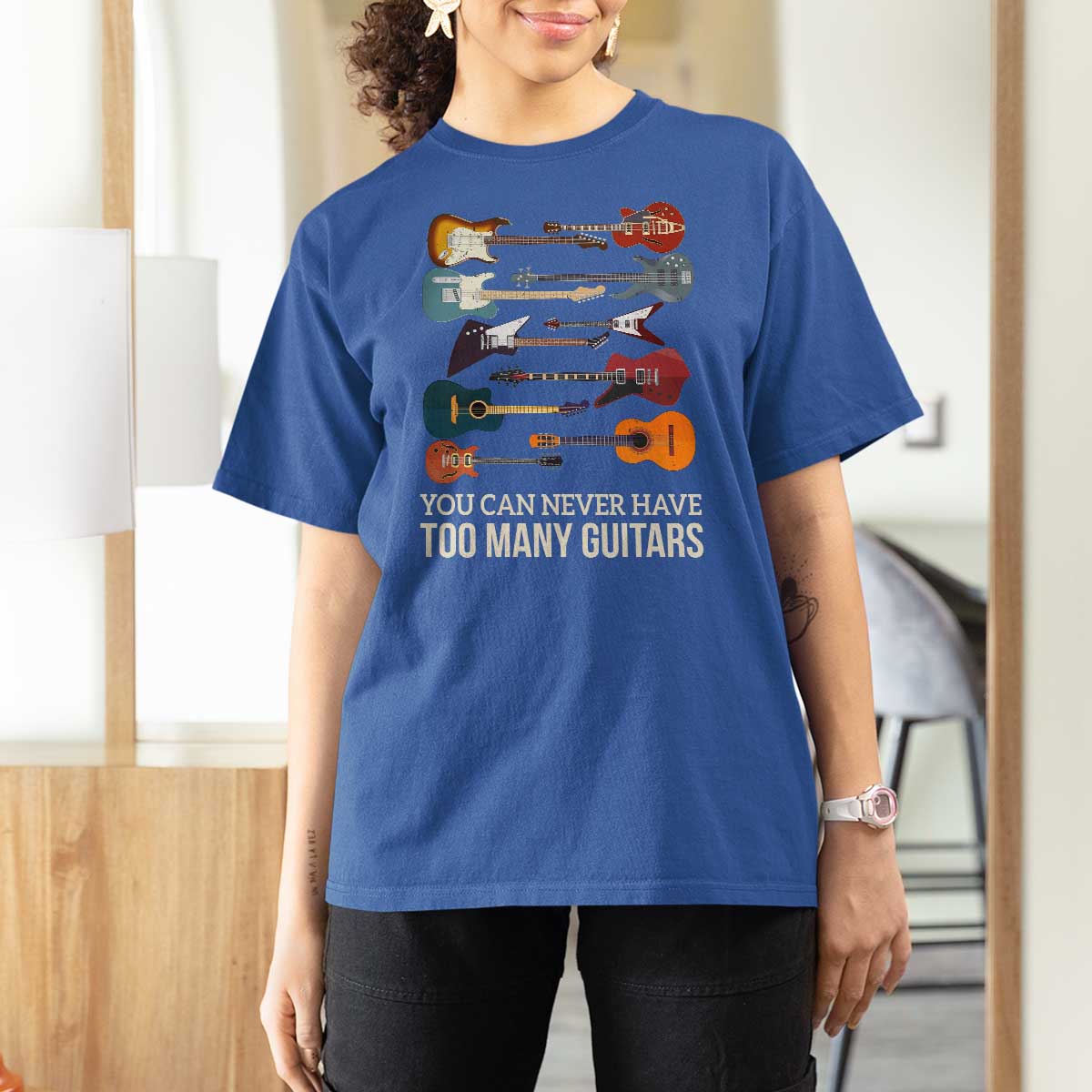 Funny Guitarist T Shirt For Women You Can Never Have Too Many Guitars Vintage Guitar Lineup - Wonder Print Shop