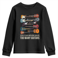 Funny Guitarist Youth Sweatshirt You Can Never Have Too Many Guitars Vintage Guitar Lineup - Wonder Print Shop