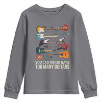 Funny Guitarist Youth Sweatshirt You Can Never Have Too Many Guitars Vintage Guitar Lineup - Wonder Print Shop