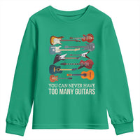 Funny Guitarist Youth Sweatshirt You Can Never Have Too Many Guitars Vintage Guitar Lineup - Wonder Print Shop