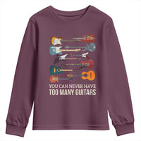 Funny Guitarist Youth Sweatshirt You Can Never Have Too Many Guitars Vintage Guitar Lineup - Wonder Print Shop