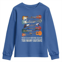 Funny Guitarist Youth Sweatshirt You Can Never Have Too Many Guitars Vintage Guitar Lineup - Wonder Print Shop