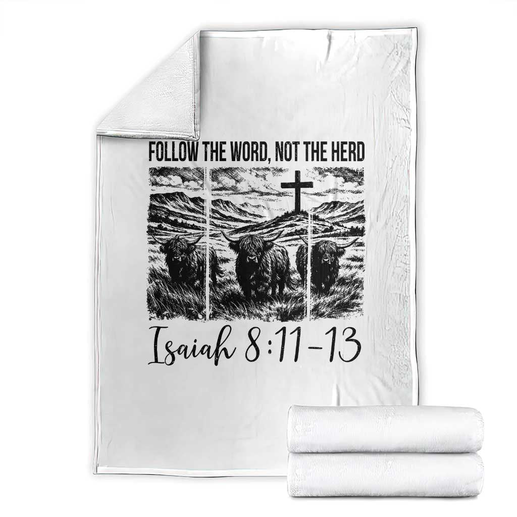 Follow the Word Not The Herd Throw Blanket Vintage Bible Verse Christian Country Highland Cow Boho - Wonder Print Shop