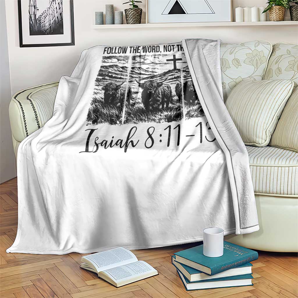 Follow the Word Not The Herd Throw Blanket Vintage Bible Verse Christian Country Highland Cow Boho - Wonder Print Shop