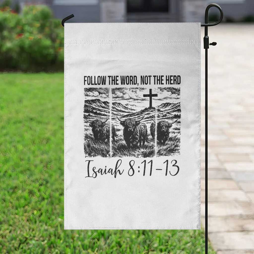 Follow the Word Not The Herd Garden Flag Vintage Bible Verse Christian Country Highland Cow Boho - Wonder Print Shop