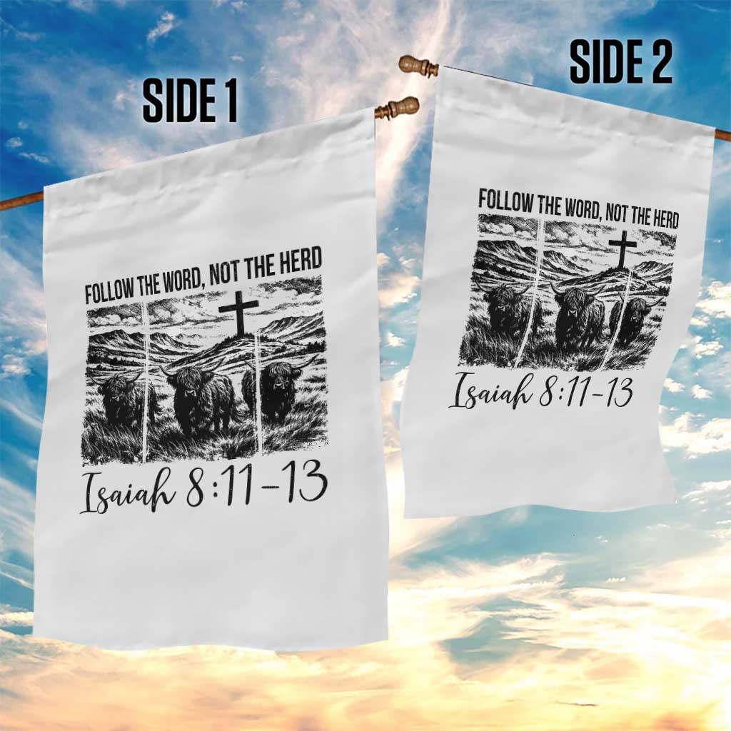 Follow the Word Not The Herd Garden Flag Vintage Bible Verse Christian Country Highland Cow Boho - Wonder Print Shop