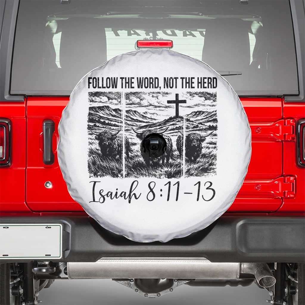 Follow the Word Not The Herd Spare Tire Cover Vintage Bible Verse Christian Country Highland Cow Boho - Wonder Print Shop