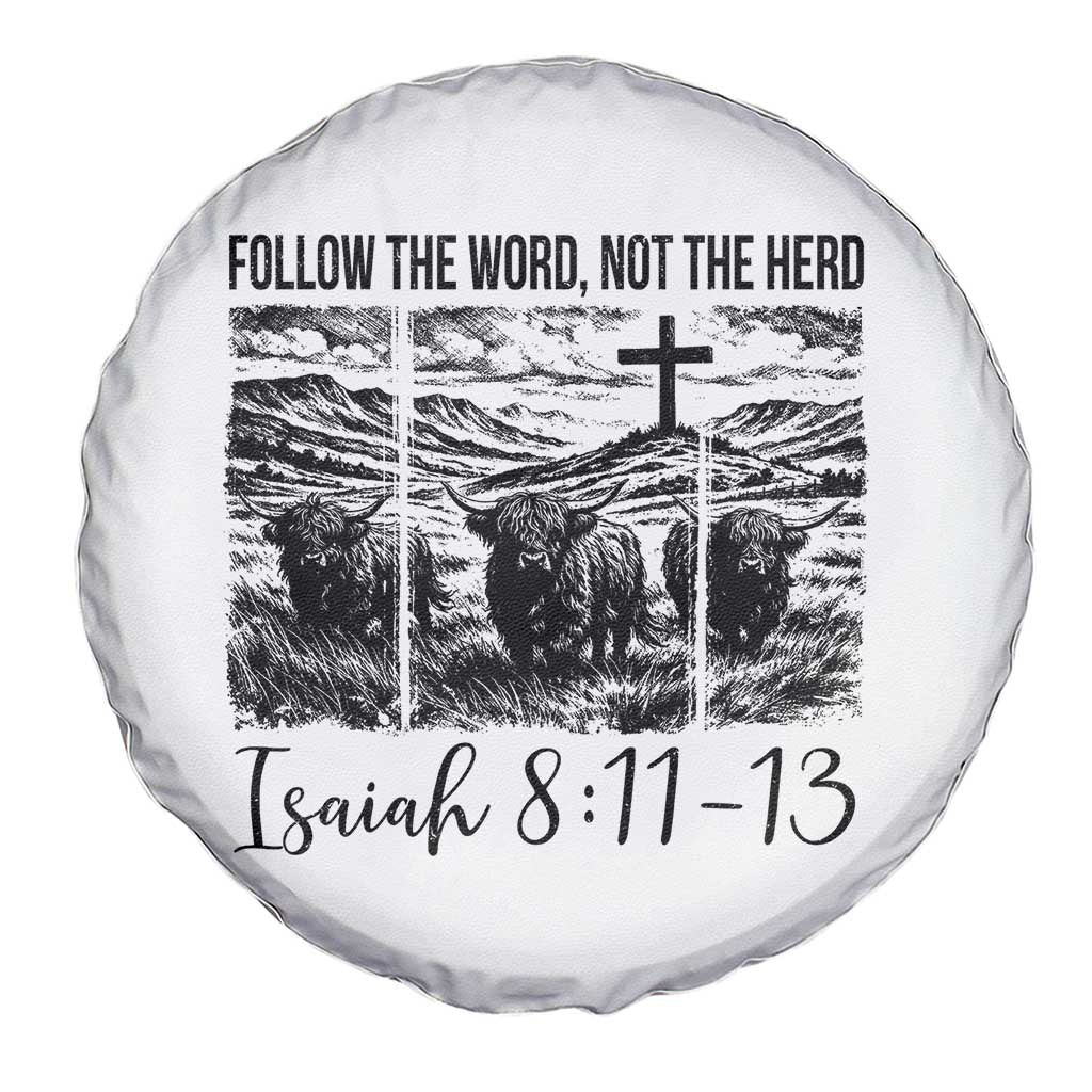 Follow the Word Not The Herd Spare Tire Cover Vintage Bible Verse Christian Country Highland Cow Boho - Wonder Print Shop
