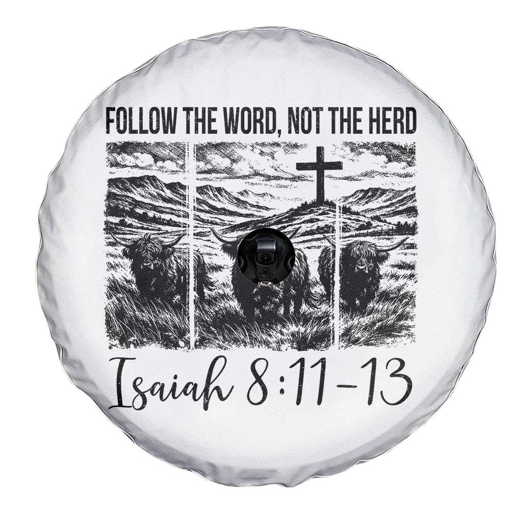 Follow the Word Not The Herd Spare Tire Cover Vintage Bible Verse Christian Country Highland Cow Boho - Wonder Print Shop