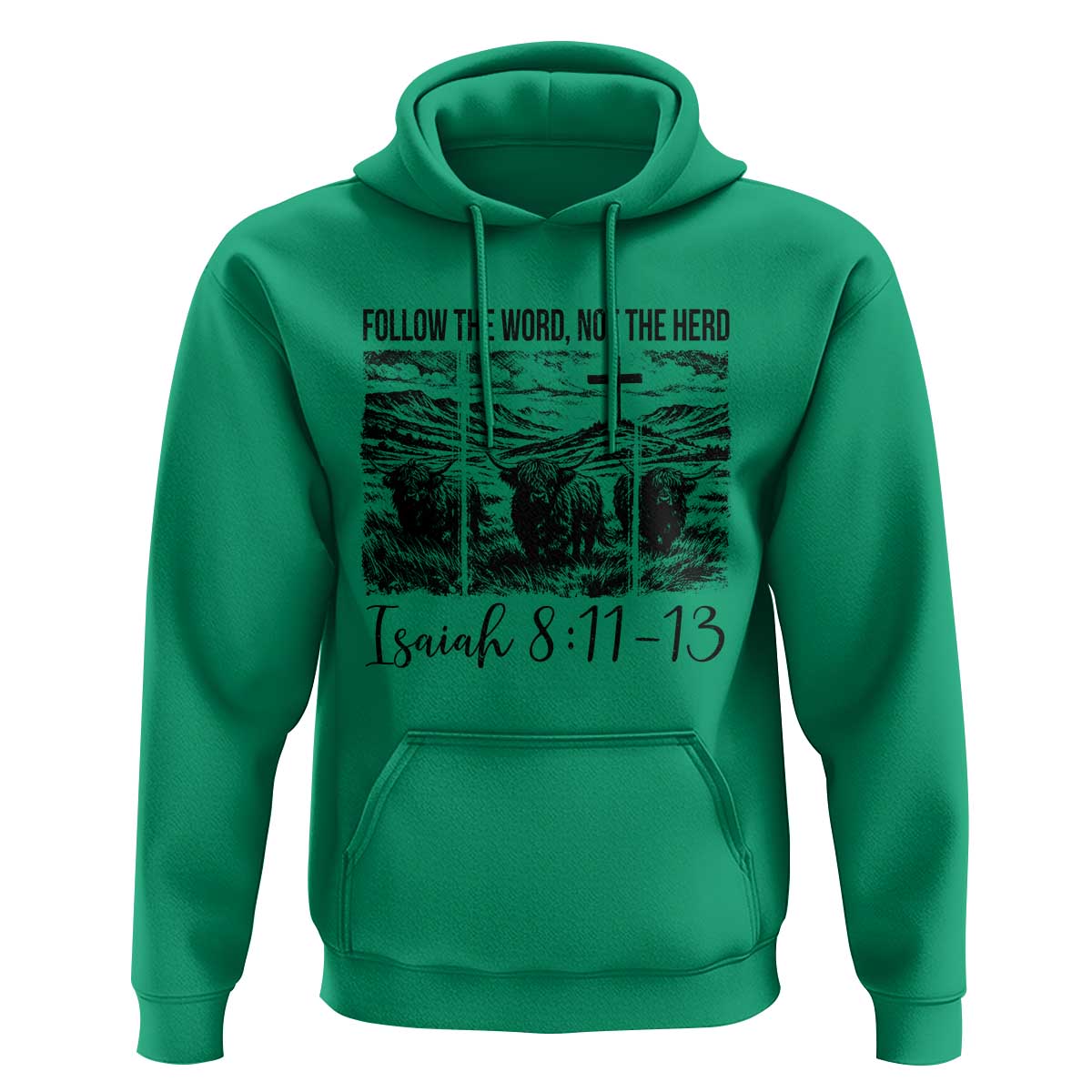 Follow the Word Not The Herd Hoodie Vintage Bible Verse Christian Country Highland Cow Boho - Wonder Print Shop
