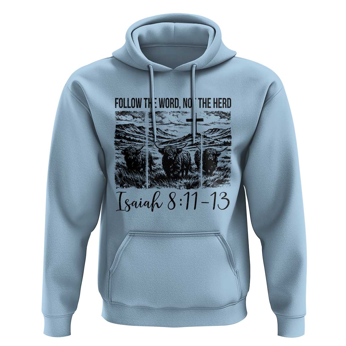 Follow the Word Not The Herd Hoodie Vintage Bible Verse Christian Country Highland Cow Boho - Wonder Print Shop