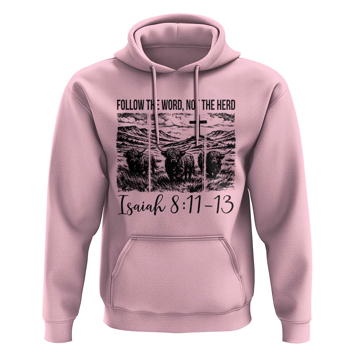 Follow the Word Not The Herd Hoodie Vintage Bible Verse Christian Country Highland Cow Boho - Wonder Print Shop