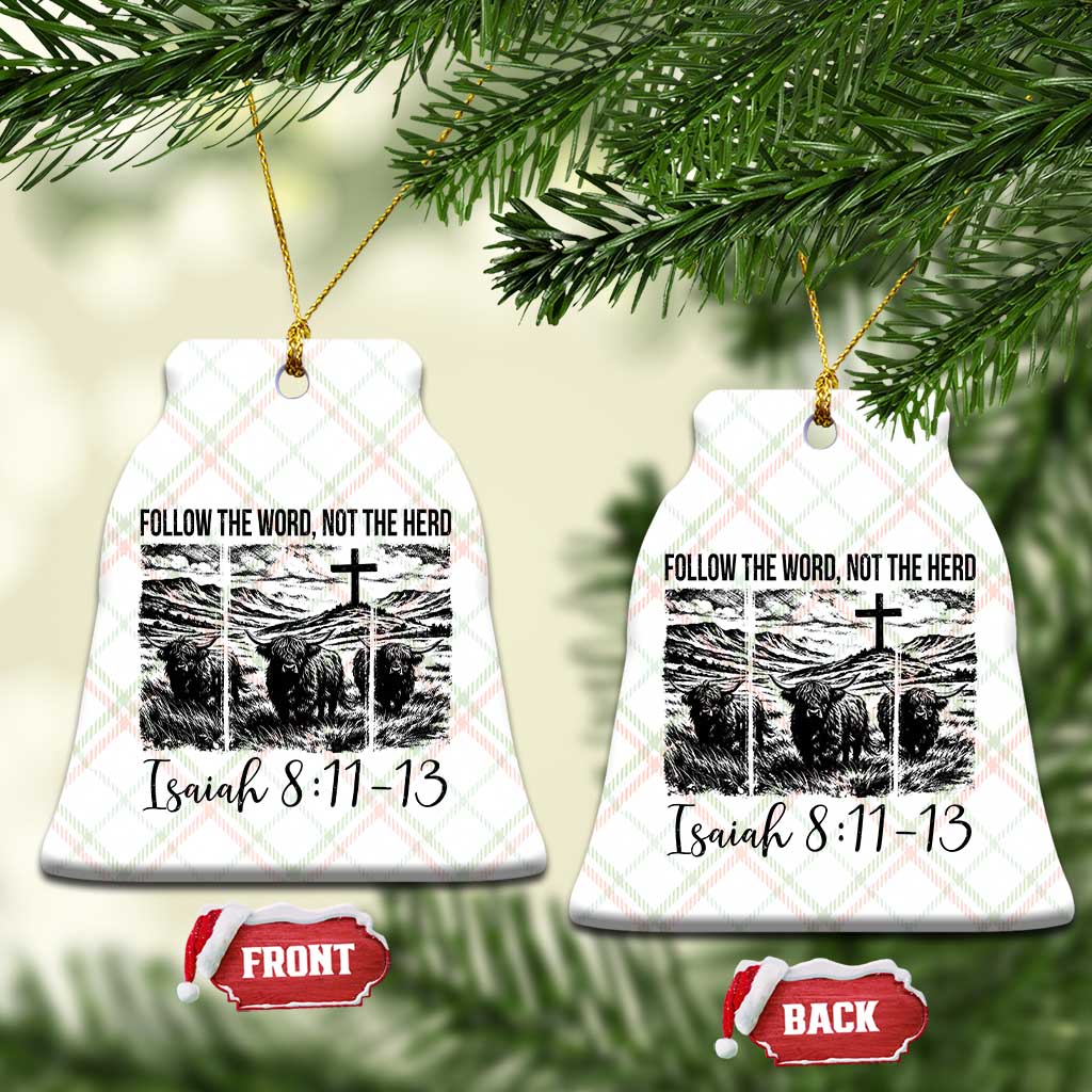 Follow the Word Not The Herd Ceramic Ornament Vintage Bible Verse Christian Country Highland Cow Boho - Wonder Print Shop