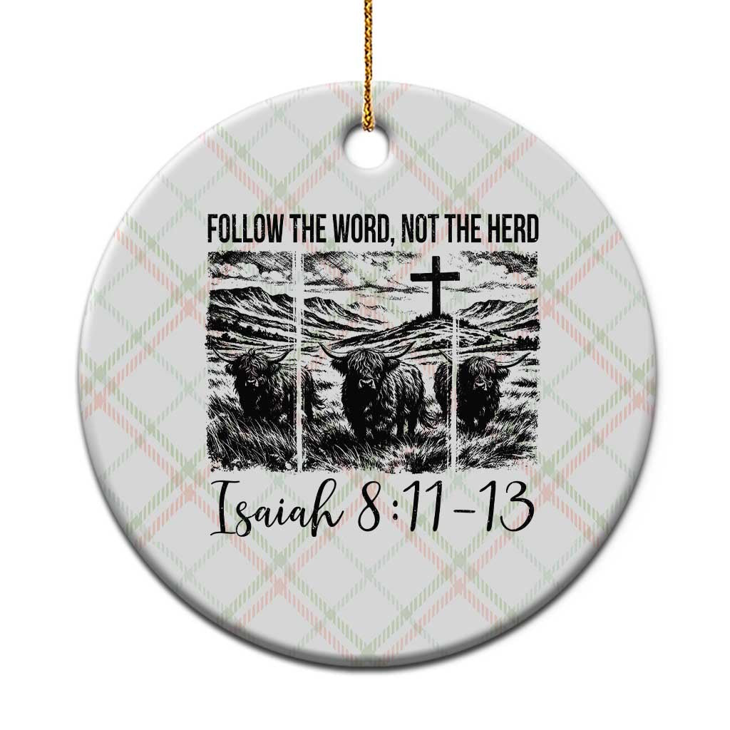 Follow the Word Not The Herd Ceramic Ornament Vintage Bible Verse Christian Country Highland Cow Boho - Wonder Print Shop