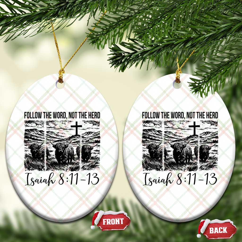Follow the Word Not The Herd Ceramic Ornament Vintage Bible Verse Christian Country Highland Cow Boho - Wonder Print Shop