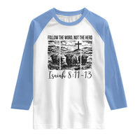 Follow the Word Not The Herd Raglan Shirt Vintage Bible Verse Christian Country Highland Cow Boho - Wonder Print Shop